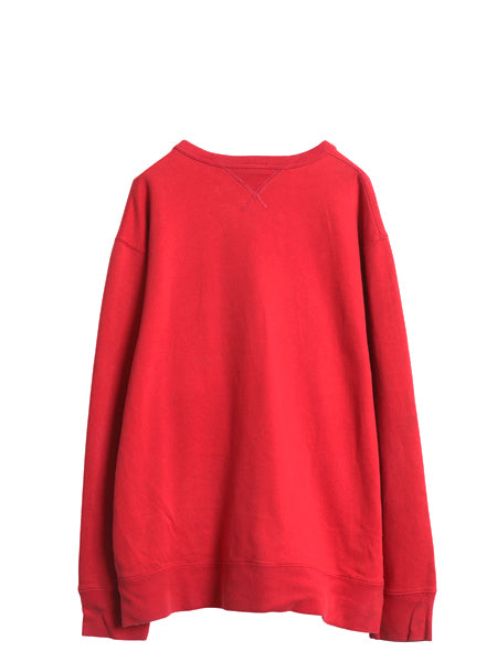 ポロジーンズ ラルフローレン ロゴ 刺繍 両V スウェット メンズ XL / 古着 ポロ トレーナー 裏起毛 クルーネック 大きいサイズ レッド 薄手