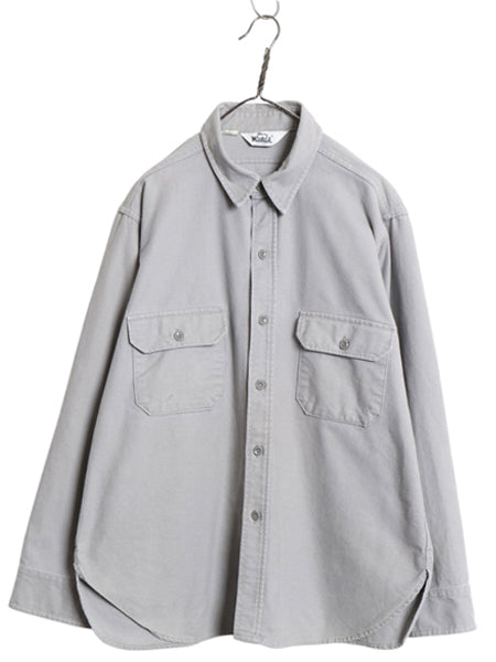 70s USA製 ウールリッチ シャモア クロス 長袖 シャツ メンズ XL / ヴィンテージ ネルシャツ ヘビーウェイト フランネル 大きいサイズ 灰 