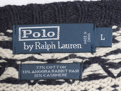 00s ポロ ラルフローレン ノルディック ニット セーター メンズ L オールド コットン アンゴラ ラビットヘア カシミヤ バーズアイ トナカイ