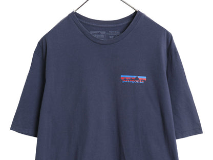パタゴニア 両面 プリント 半袖 Tシャツ メンズ M 20年製 アウトドア メッセージ グラフィック アート フィッツロイ レスポンシビリティ 紺