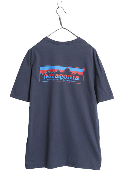 パタゴニア 両面 プリント 半袖 Tシャツ メンズ M 20年製 アウトドア メッセージ グラフィック アート フィッツロイ レスポンシビリティ 紺