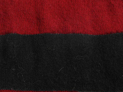 シカゴ ブラックホークス ニット マフラー メンズ レディース / NHL ホッケー ボーダー ロング ストール フリンジ付き 2フェイス 防寒 黒