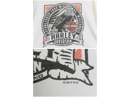 ハーレー ダビッドソン 4面 プリント 長袖 Tシャツ メンズ XL オフィシャル バイク イーグル イラスト アート コットン ロンT 大きいサイズ