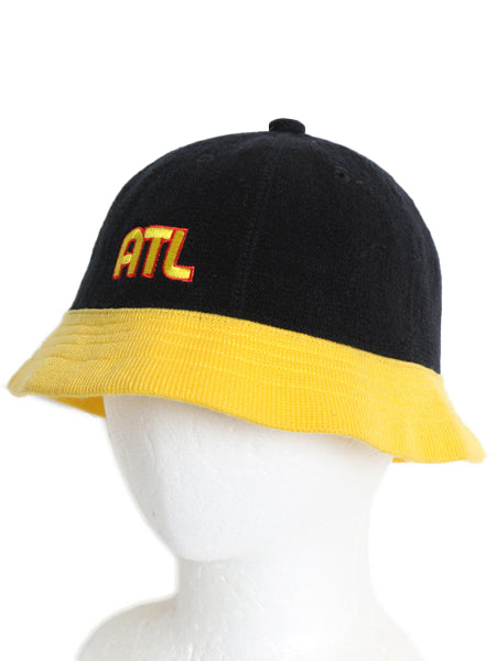 90s アトランタ ホークス ベルハット メンズ L レディース XL オールド 帽子 NBA オフィシャル ナイキ スウッシュ バスケ ツートン 黒 黄色