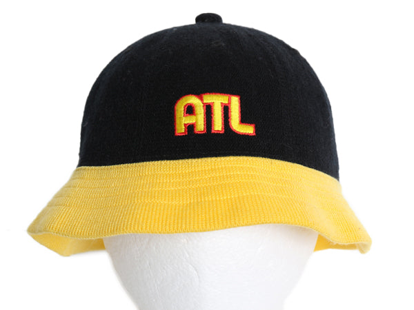 90s アトランタ ホークス ベルハット メンズ L レディース XL オールド 帽子 NBA オフィシャル ナイキ スウッシュ バスケ ツートン 黒 黄色