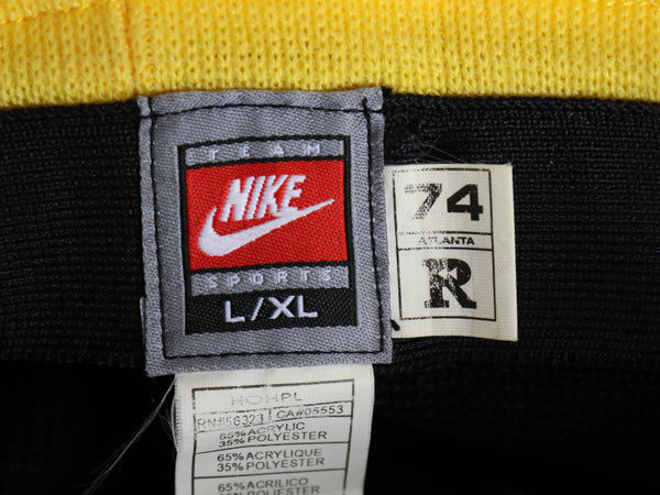 90s アトランタ ホークス ベルハット メンズ L レディース XL オールド 帽子 NBA オフィシャル ナイキ スウッシュ バスケ ツートン 黒 黄色