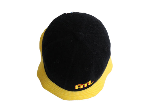 90s アトランタ ホークス ベルハット メンズ L レディース XL オールド 帽子 NBA オフィシャル ナイキ スウッシュ バスケ ツートン 黒 黄色