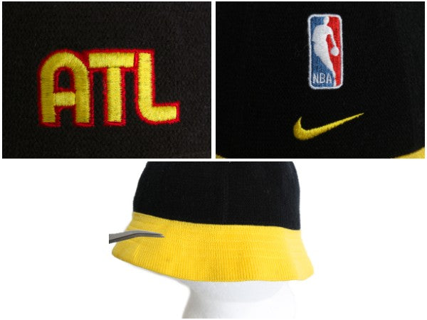 90s アトランタ ホークス ベルハット メンズ L レディース XL オールド 帽子 NBA オフィシャル ナイキ スウッシュ バスケ ツートン 黒 黄色