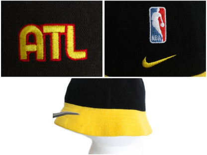 90s アトランタ ホークス ベルハット メンズ L レディース XL オールド 帽子 NBA オフィシャル ナイキ スウッシュ バスケ ツートン 黒 黄色