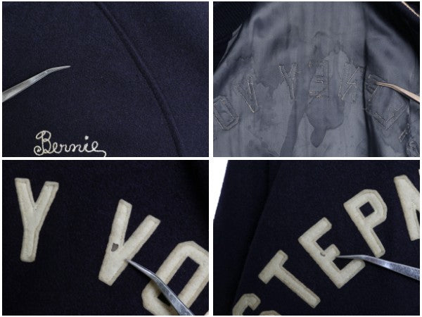 50s USA製 ★ HATCHERS メルトン ウール スタジャン メンズ M 程/ ヴィンテージ フェルト ワッペン付き アワード ジャケット ブルゾン 紺