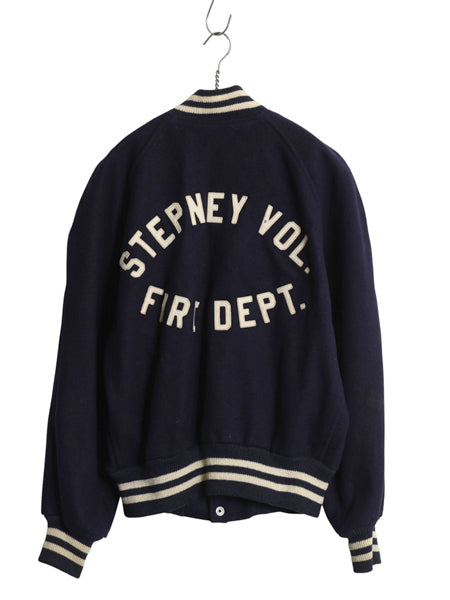 50s USA製 ★ HATCHERS メルトン ウール スタジャン メンズ M 程/ ヴィンテージ フェルト ワッペン付き アワード ジャケット ブルゾン 紺