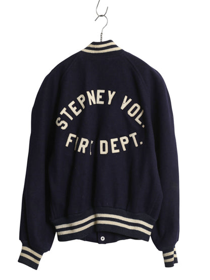 50s USA製 ★ HATCHERS メルトン ウール スタジャン メンズ M 程/ ヴィンテージ フェルト ワッペン付き アワード ジャケット ブルゾン 紺