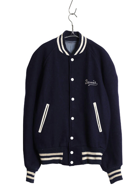 50s USA製 ★ HATCHERS メルトン ウール スタジャン メンズ M 程/ ヴィンテージ フェルト ワッペン付き アワード ジャケット ブルゾン 紺