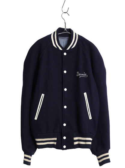 50s USA製 ★ HATCHERS メルトン ウール スタジャン メンズ M 程/ ヴィンテージ フェルト ワッペン付き アワード ジャケット ブルゾン 紺