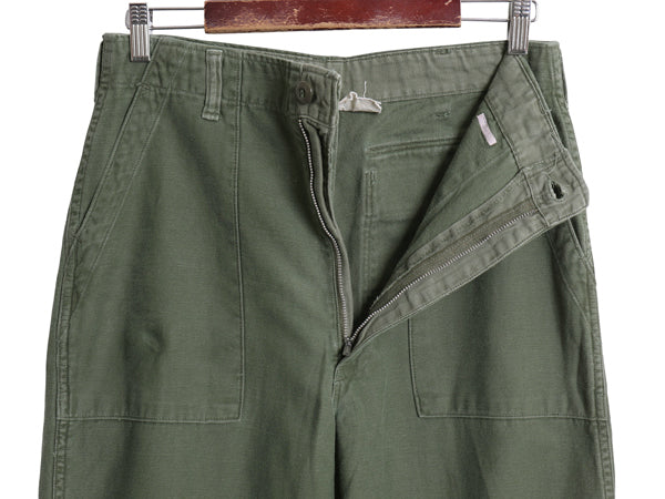 60s ★ 米軍実物 US ARMY コットン サテン ベイカー パンツ 実寸 32 26 69年製 ヴィンテージ ファティーグ ユーティリティ OG107 オリーブ