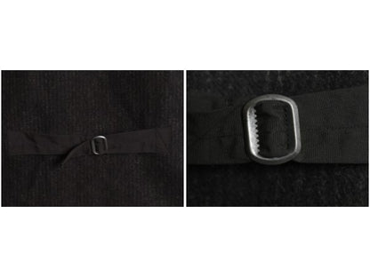 00s ウールリッチ ウール ベスト メンズ L 程/ オールド ストライプ シンチバック フルジップ 前開き 重ね着 ブラウンズビーチ タイプ 黒