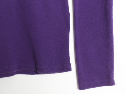 ラルフローレン 長袖 Tシャツ レディース M / ポロ スポーツ ロンT コットン ストレッチ リブ編み カットソー ロングスリーブ シンプル 紫