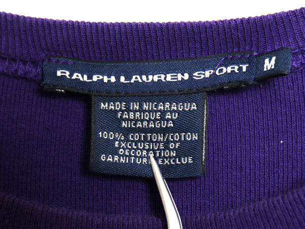 ラルフローレン 長袖 Tシャツ レディース M / ポロ スポーツ ロンT コットン ストレッチ リブ編み カットソー ロングスリーブ シンプル 紫