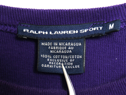 ラルフローレン 長袖 Tシャツ レディース M / ポロ スポーツ ロンT コットン ストレッチ リブ編み カットソー ロングスリーブ シンプル 紫