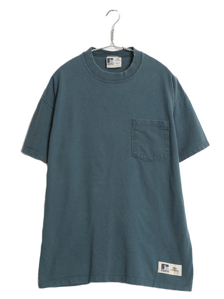 90s USA製 ラッセル ポケット付き 無地 半袖 Tシャツ メンズ M / オールド ヘビーウェイト コットン ポケT カットソー トップス ブランク