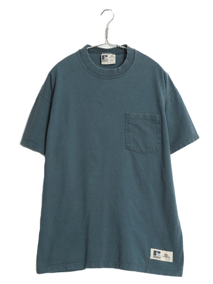 90s USA製 ラッセル ポケット付き 無地 半袖 Tシャツ メンズ M / オールド ヘビーウェイト コットン ポケT カットソー トップス ブランク