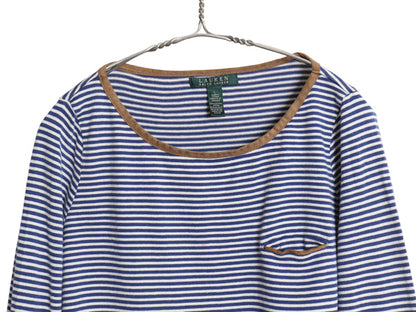 00s ローレン ラルフローレン ボートネック ボーダー 長袖 Tシャツ レディース L / ポロ オールド カットソー ストレッチ 袖 ロールアップ 