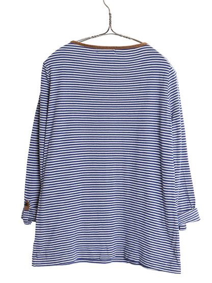 00s ローレン ラルフローレン ボートネック ボーダー 長袖 Tシャツ レディース L / ポロ オールド カットソー ストレッチ 袖 ロールアップ 