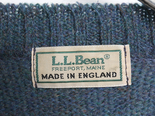 80s イギリス製 エルエルビーン ケーブル ニット カーディガン レディース L 旧タグ ヴィンテージ シェットランド ウール モヘア セーター