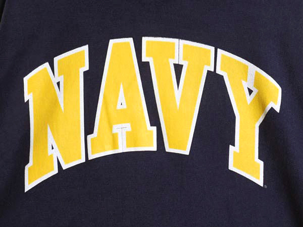 00s US NAVY プリント スウェット フード パーカー メンズ M / オールド スティーブアンドバリーズ リバース タイプ トレーナー 裏起毛 紺