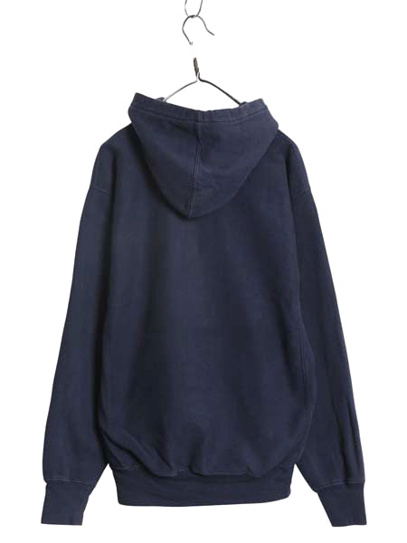 00s US NAVY プリント スウェット フード パーカー メンズ M / オールド スティーブアンドバリーズ リバース タイプ トレーナー 裏起毛 紺