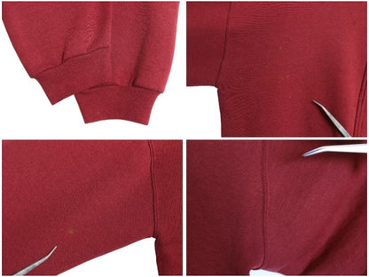 00s ラッセル 3面 カレッジ プリント フルジップ スウェット フード パーカー メンズ レディース L / オールド トレーナー 裏起毛 エンジ