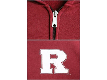 00s ラッセル 3面 カレッジ プリント フルジップ スウェット フード パーカー メンズ レディース L / オールド トレーナー 裏起毛 エンジ