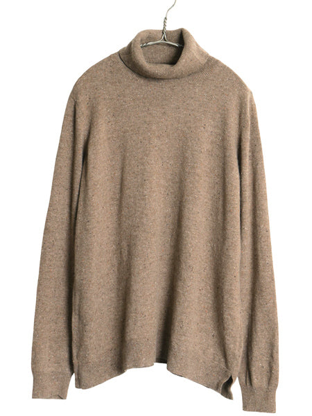 オービス タートルネック ニット セーター メンズ XL / 高級 100% カシミヤ ストレッチ ハイネック ネップ プルオーバー 大きいサイズ 薄手