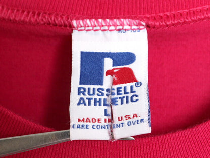 90s USA製 ラッセル モックネック 無地 半袖 Tシャツ メンズ L / 古着 90年代 オールド RUSSELL ヘビーウェイト ビッグシルエット ピンク