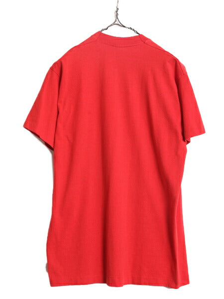 90s USA製 BVD ポケット付き 無地 半袖 Tシャツ メンズ L / 古着 90年代 オールド シングルステッチ 無地T ポケT 耳付き 半袖Tシャツ 耳 赤
