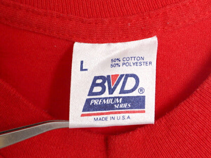 90s USA製 BVD ポケット付き 無地 半袖 Tシャツ メンズ L / 古着 90年代 オールド シングルステッチ 無地T ポケT 耳付き 半袖Tシャツ 耳 赤