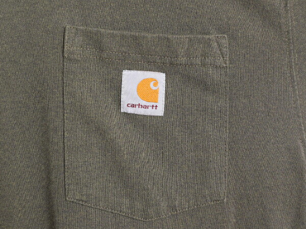 カーハート ポケット付き 長袖 Tシャツ メンズ М / 古着 CARHARTT ロンT ポケT 長袖シャツ ワンポイント ヘビーウェイト ロングスリーブ