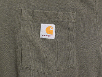 カーハート ポケット付き 長袖 Tシャツ メンズ М / 古着 CARHARTT ロンT ポケT 長袖シャツ ワンポイント ヘビーウェイト ロングスリーブ