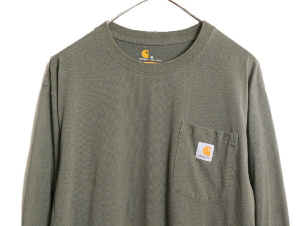 カーハート ポケット付き 長袖 Tシャツ メンズ М / 古着 CARHARTT ロンT ポケT 長袖シャツ ワンポイント ヘビーウェイト ロングスリーブ
