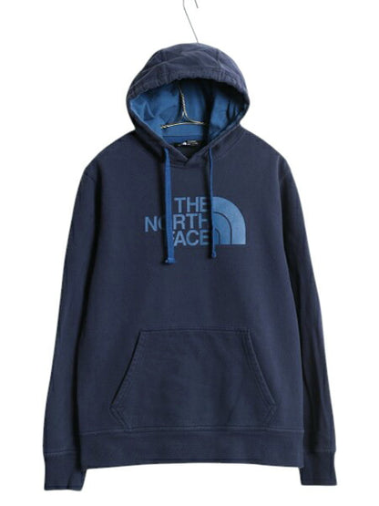 ノースフェイス プリント スウェット フード パーカー メンズ М The North Face プルオーバー 裏起毛 トレーナー アウトドア ツートン 紺