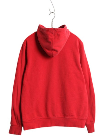 ノースフェイス プリント スウェット フード パーカー メンズ М 古着 The North Face アウトドア プルオーバー 裏起毛 薄手 トレーナー 赤