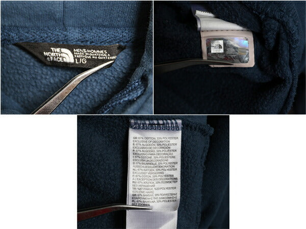 ノースフェイス プリント スウェット フード パーカー メンズ L / The North Face プルオーバー 裏起毛 トレーナー アウトドア 薄手 ブルー