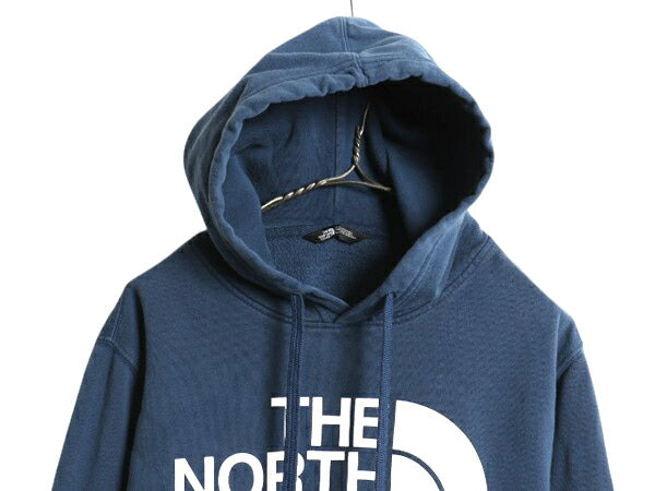 ノースフェイス プリント スウェット フード パーカー メンズ L / The North Face プルオーバー 裏起毛 トレーナー アウトドア 薄手 ブルー