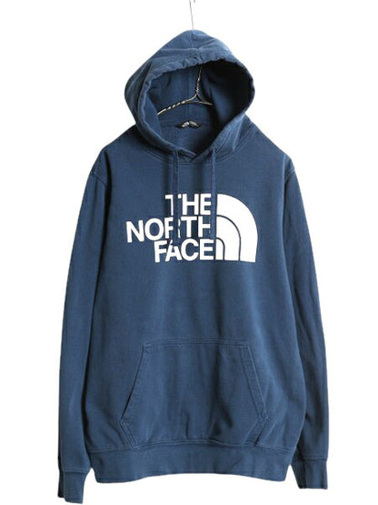 ノースフェイス プリント スウェット フード パーカー メンズ L / The North Face プルオーバー 裏起毛 トレーナー アウトドア 薄手 ブルー