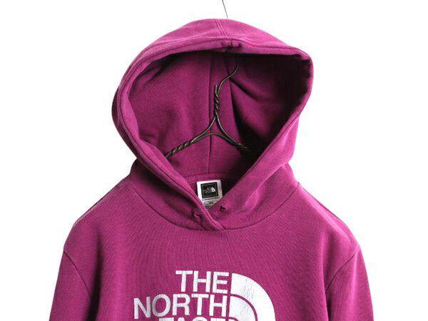 ノースフェイス プリント スウェット フード パーカー レディース M / 古着 The North Face アウトドア プルオーバー 裏起毛 トレーナー 紫