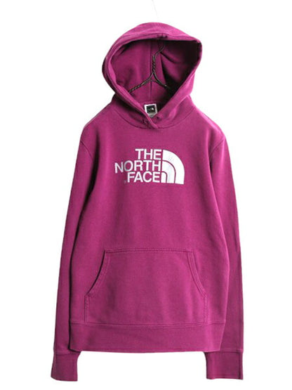 ノースフェイス プリント スウェット フード パーカー レディース M / 古着 The North Face アウトドア プルオーバー 裏起毛 トレーナー 紫