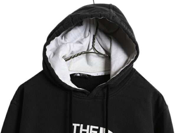 ノースフェイス プリント スウェット フード パーカー メンズ L / 古着 The North Face プルオーバー トレーナー 裏起毛 ツートン ブラック
