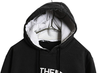 ノースフェイス プリント スウェット フード パーカー メンズ L / 古着 The North Face プルオーバー トレーナー 裏起毛 ツートン ブラック