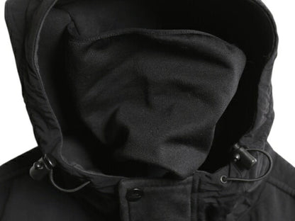 US企画 ノースフェイス フルジップ フェイスマスク付き スウェット フード パーカー ジャケット メンズ M 古着 The North Face ブルゾン 黒