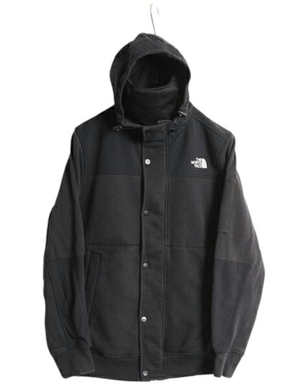 US企画 ノースフェイス フルジップ フェイスマスク付き スウェット フード パーカー ジャケット メンズ M 古着 The North Face ブルゾン 黒